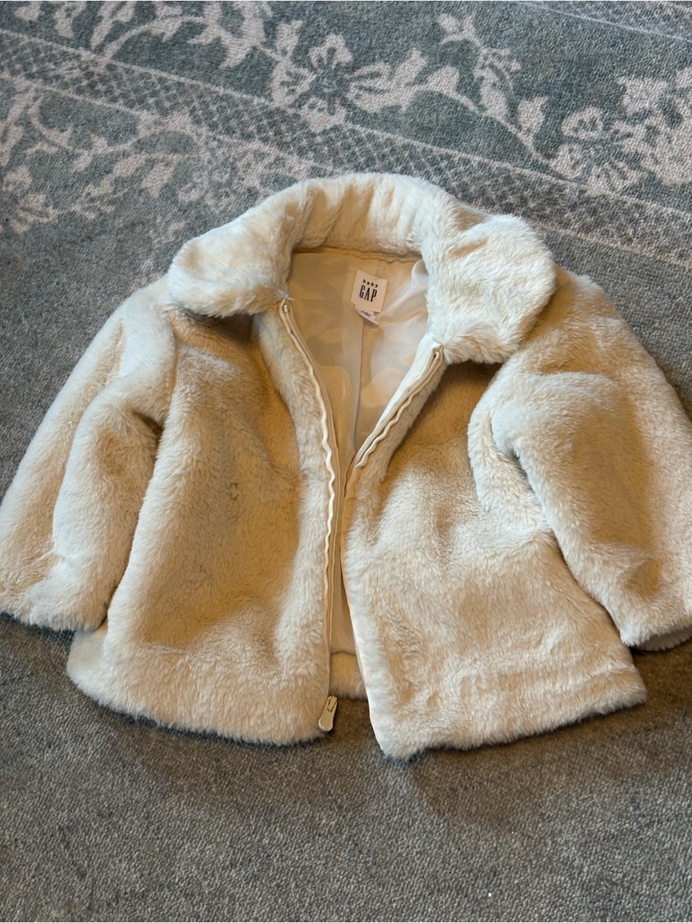GAP Kids Cream Faux Fur Pea Coat